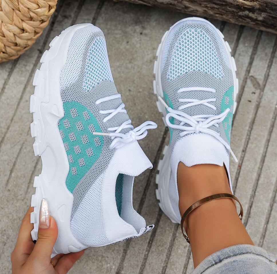 Women Shoes Tennis - Women's Breathable Knit Mesh Sports Shoes