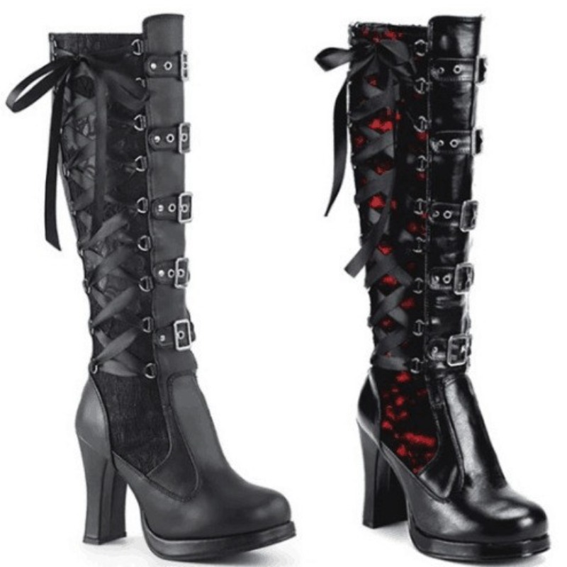 Punk Gothic Style Women's Knee - огляд і ціна Knee High Boots Women